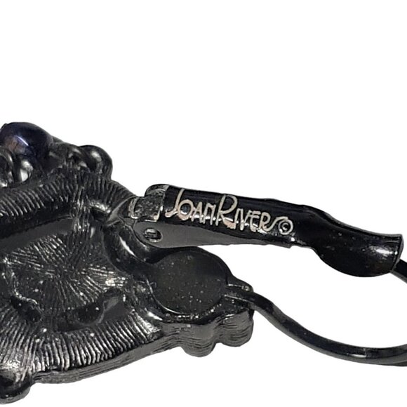 Vintage JOAN RIVERS Gunmetal Aurora Borealis Chandelier Pierced Earrings - Picture 7 of 12